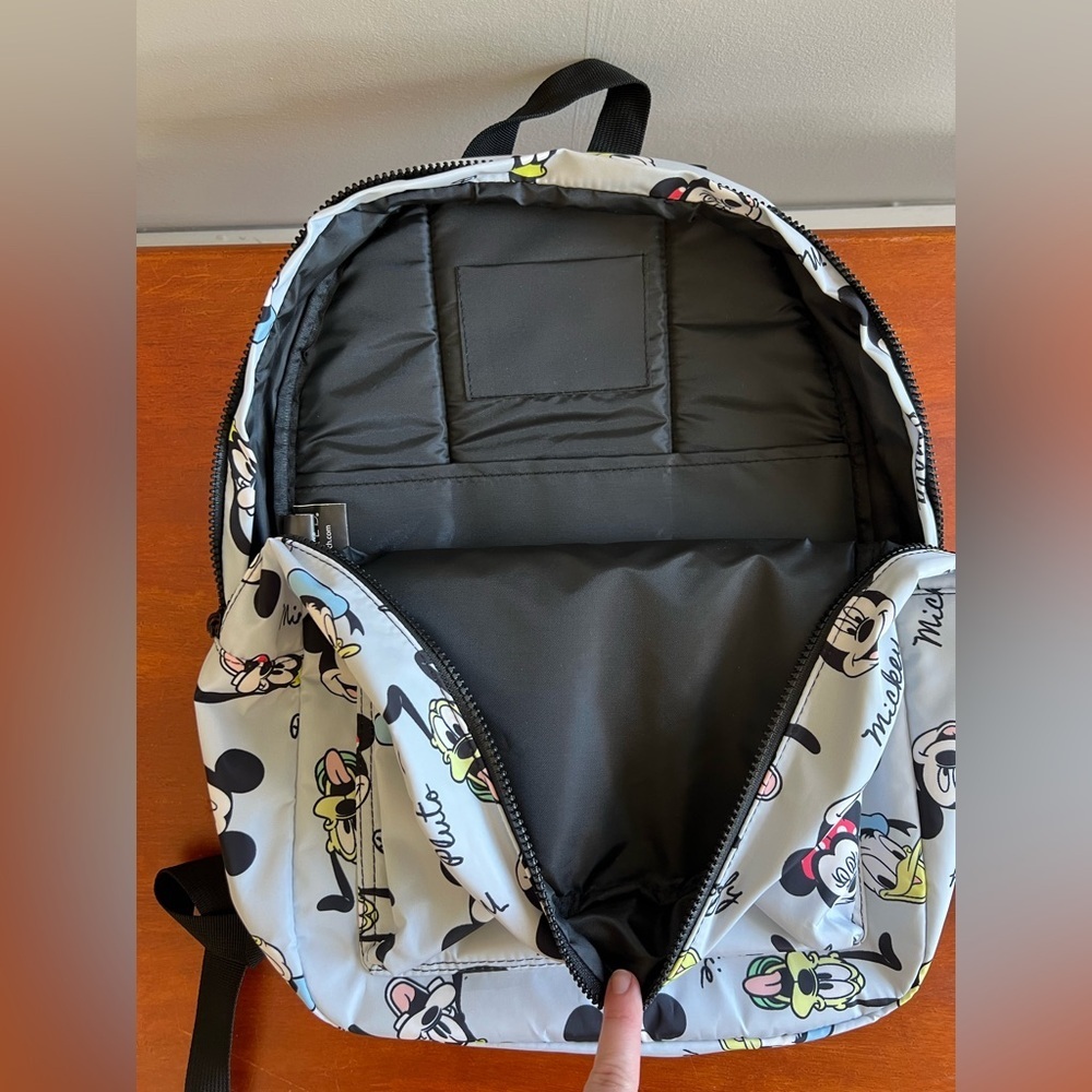 NWOT Disney Bioworld Mickey Characters Print Full Size Backpack, Light Blue - Picture 4 of 10